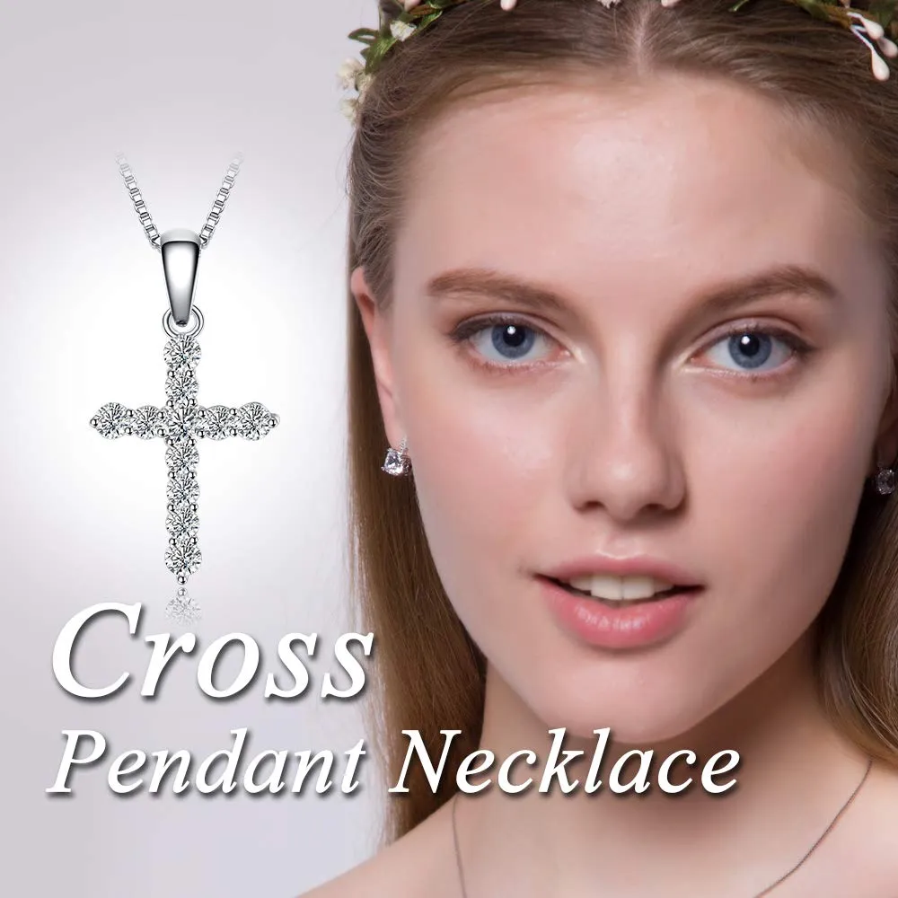 JewelryPalace 0.7ct collana croce argento 45cm zirconia