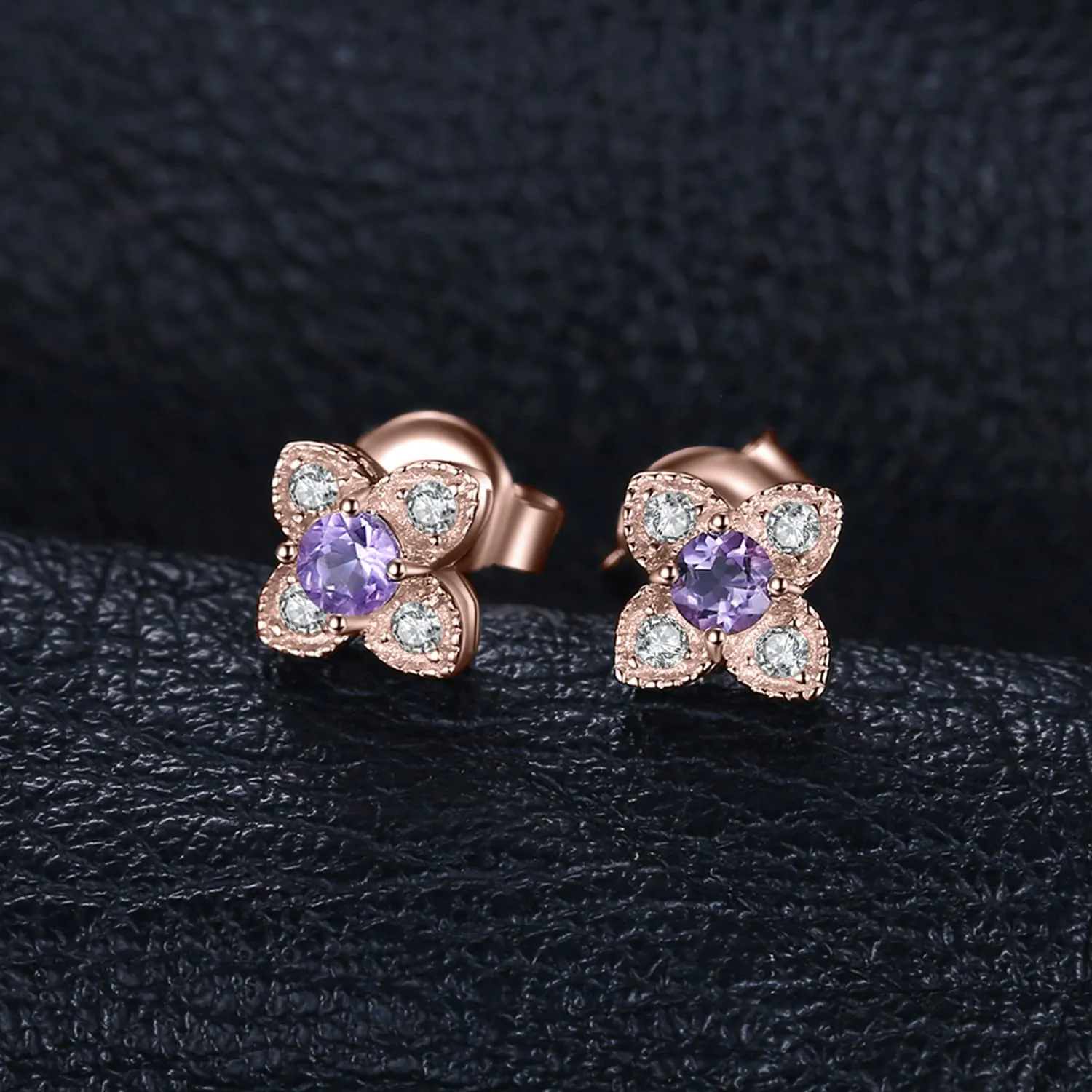 JewelryPalace Fiore Orecchini Ametista Viola Tre Ori Argento