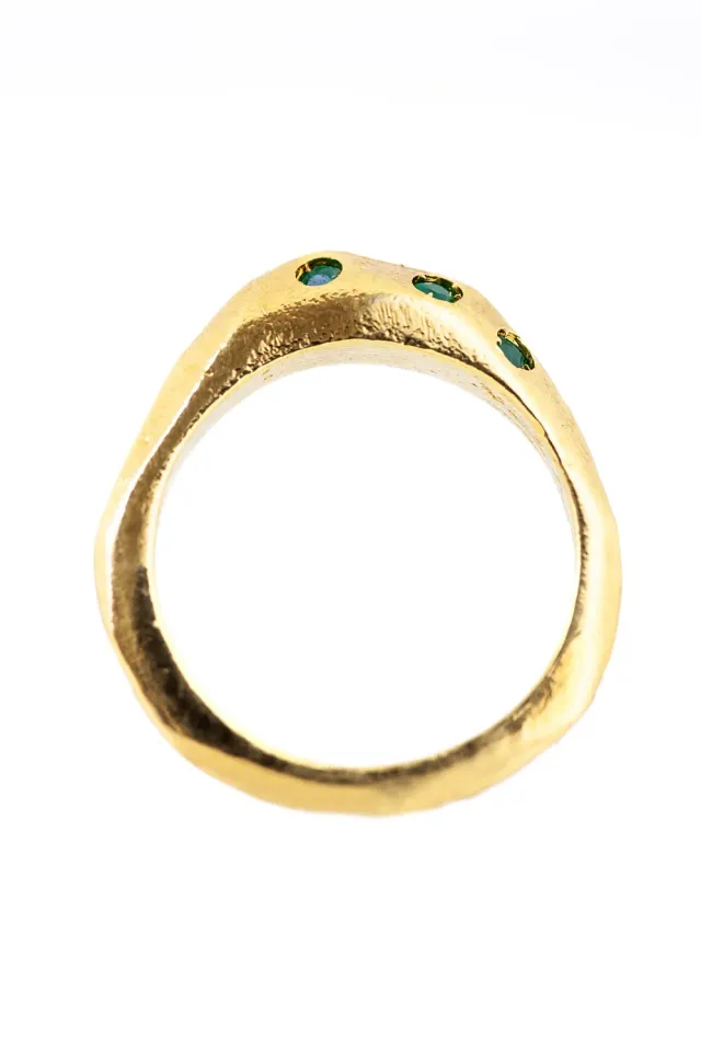 Flor Rubaja Jewelry Sfaccettato anello smeraldo placcato oro