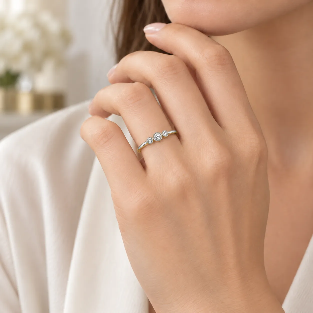 Victoria Jane Trio Diamond anello oro diamanti 18ct
