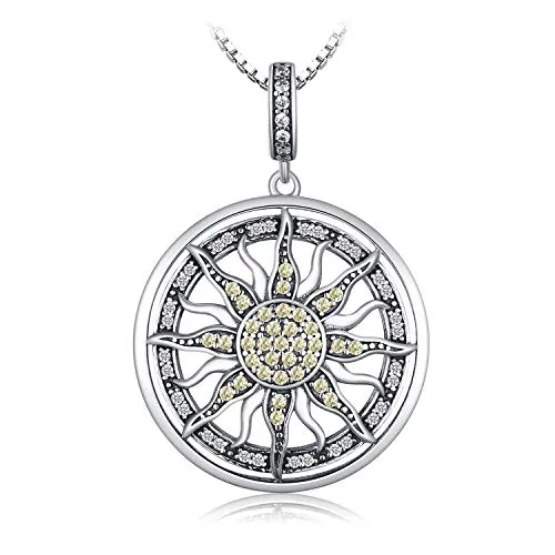 JewelryPalace Sole Collana Argento 925 Zirconia Gialla 45cm