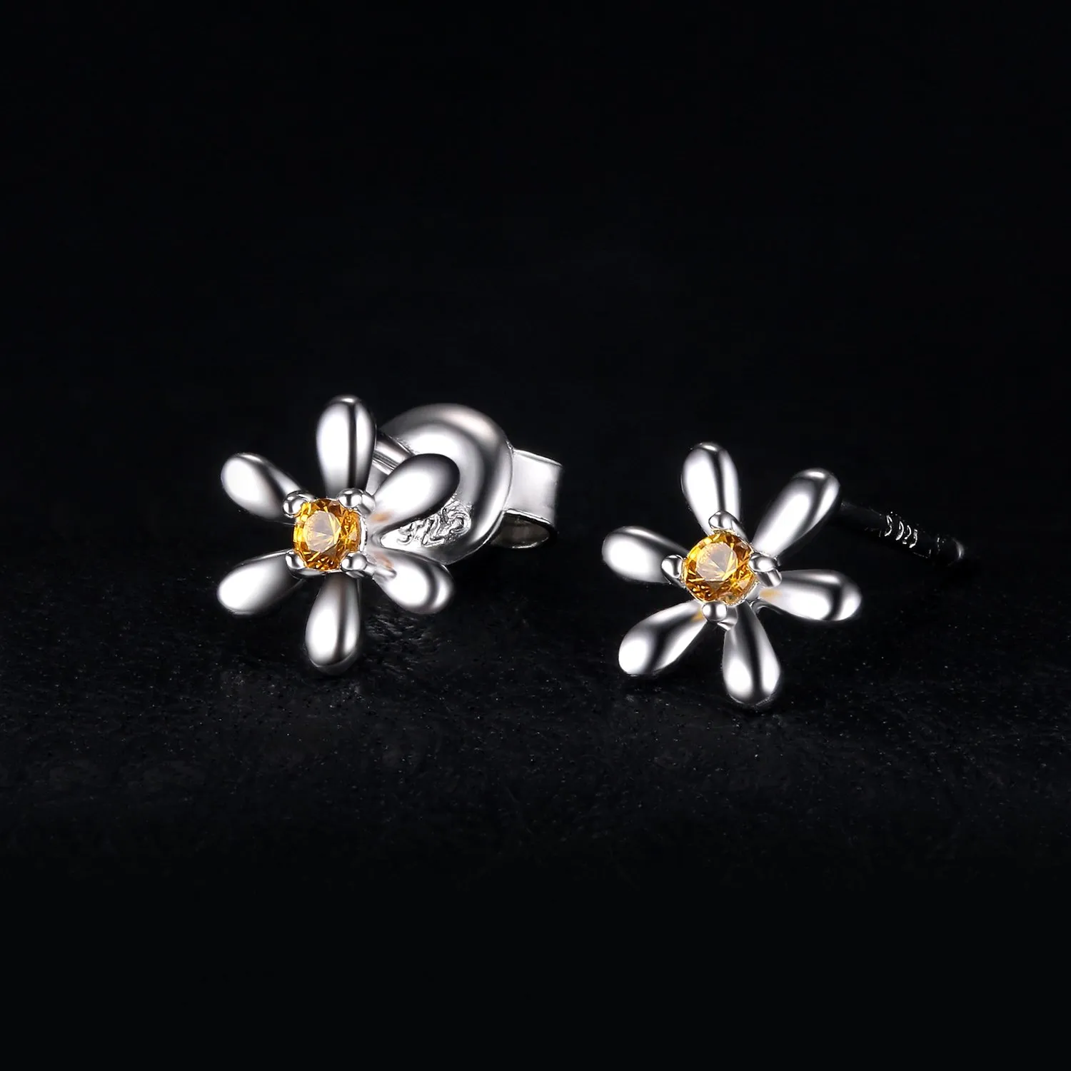 JewelryPalace Sole orecchini bottone argento zaffiro arancione