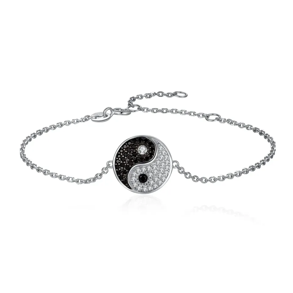 JewelryPalace Yin Yang Rotondo bracciale spinello nero