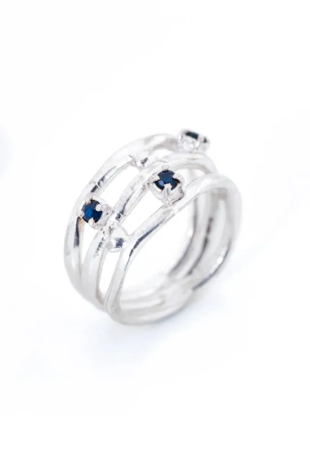 Flor Rubaja Wave Water anello infinito argento zaffiro