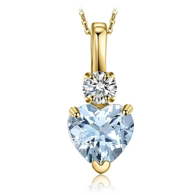 JewelryPalace 0.8ct collana cuore acquamarina oro giallo 14k 45cm