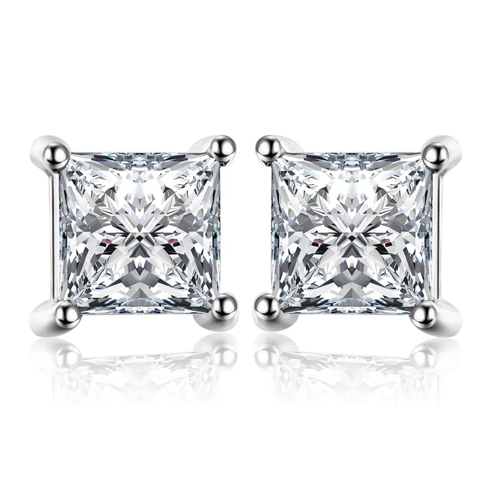 JewelryPalace Moissanite 0.8ct Orecchini Bottone Argento Principessa