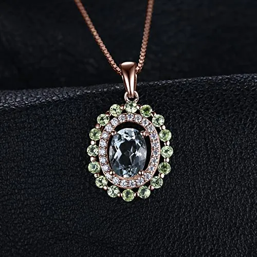 JewelryPalace Ametista Verde collana argento ovale 2ct catena 45cm