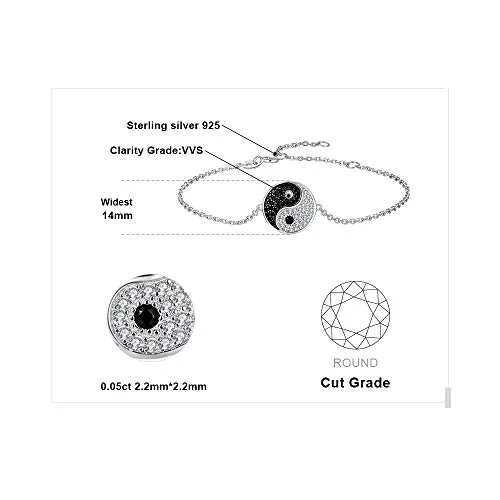 JewelryPalace Yin Yang Rotondo bracciale spinello nero
