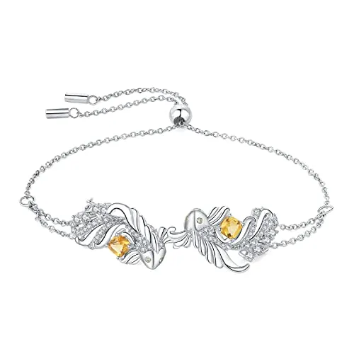 JewelryPalace 1.2ct Bracciale Carpe Koi Citrino Giallo Regolabile