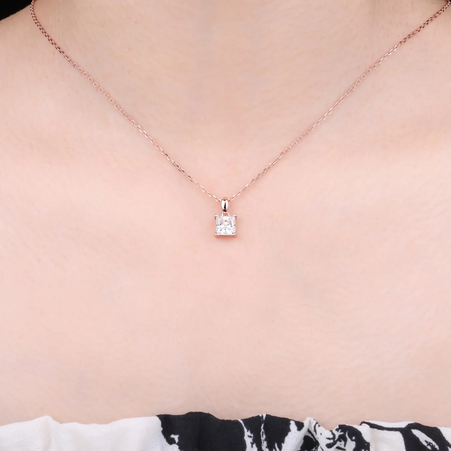 JewelryPalace Solitario 1ct collana moissanite oro rosa