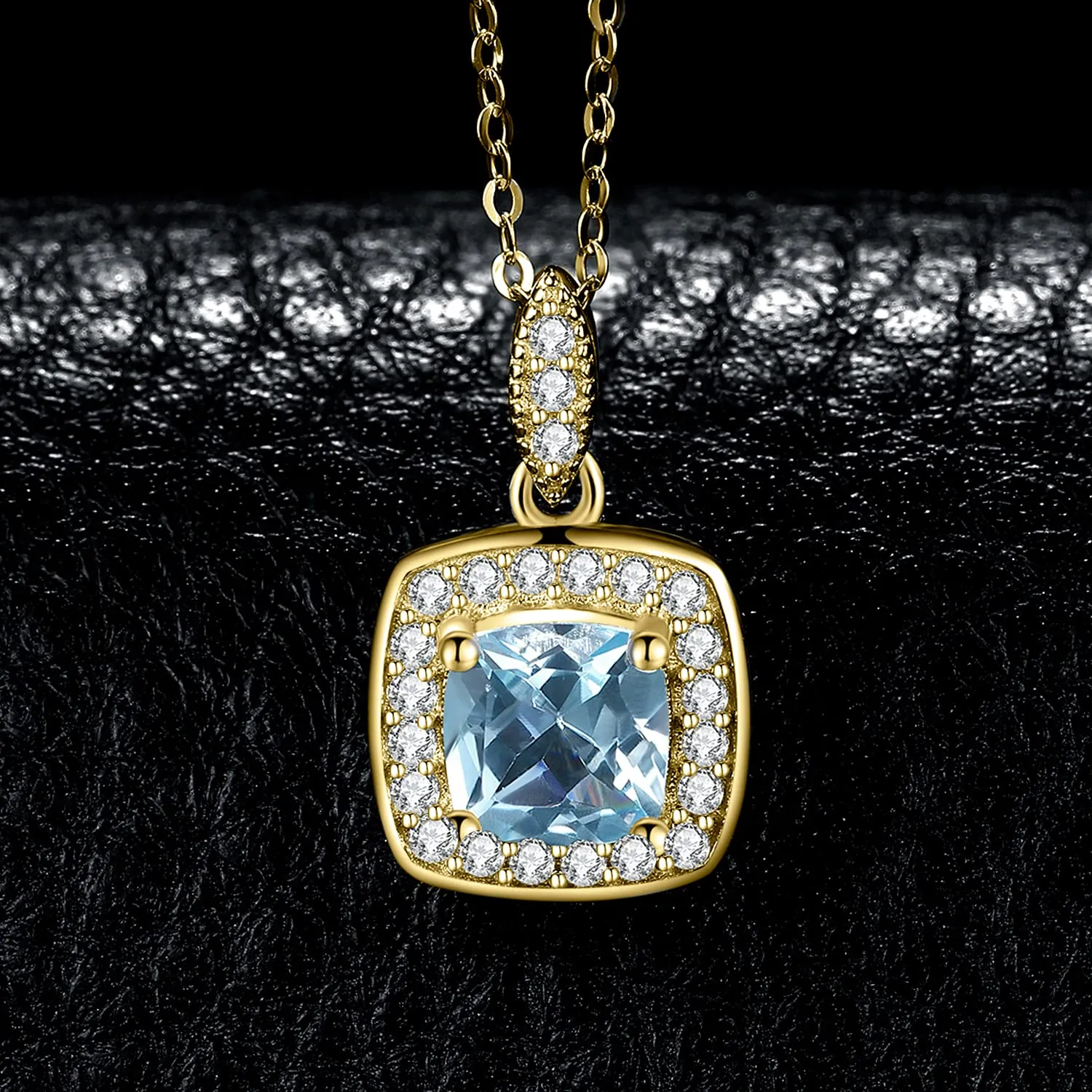 JewelryPalace Halo 1.2ct Collana topazio azzurro argento
