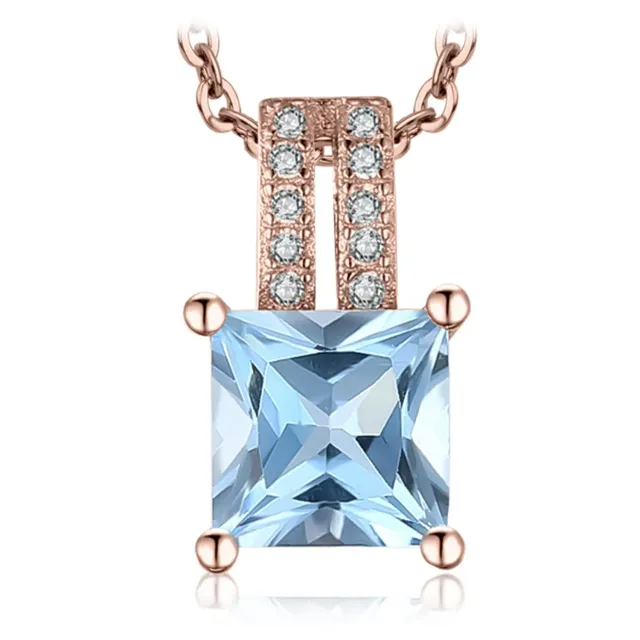 JewelryPalace Quadrata 1.2ct collana oro rosa topazio