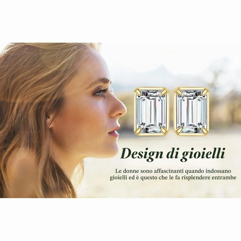 JewelryPalace orecchini lobo moissanite smeraldo oro 1ct