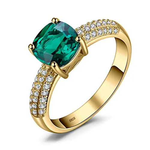 JewelryPalace 1.8ct Anello Argento Dorato Smeraldo Verde