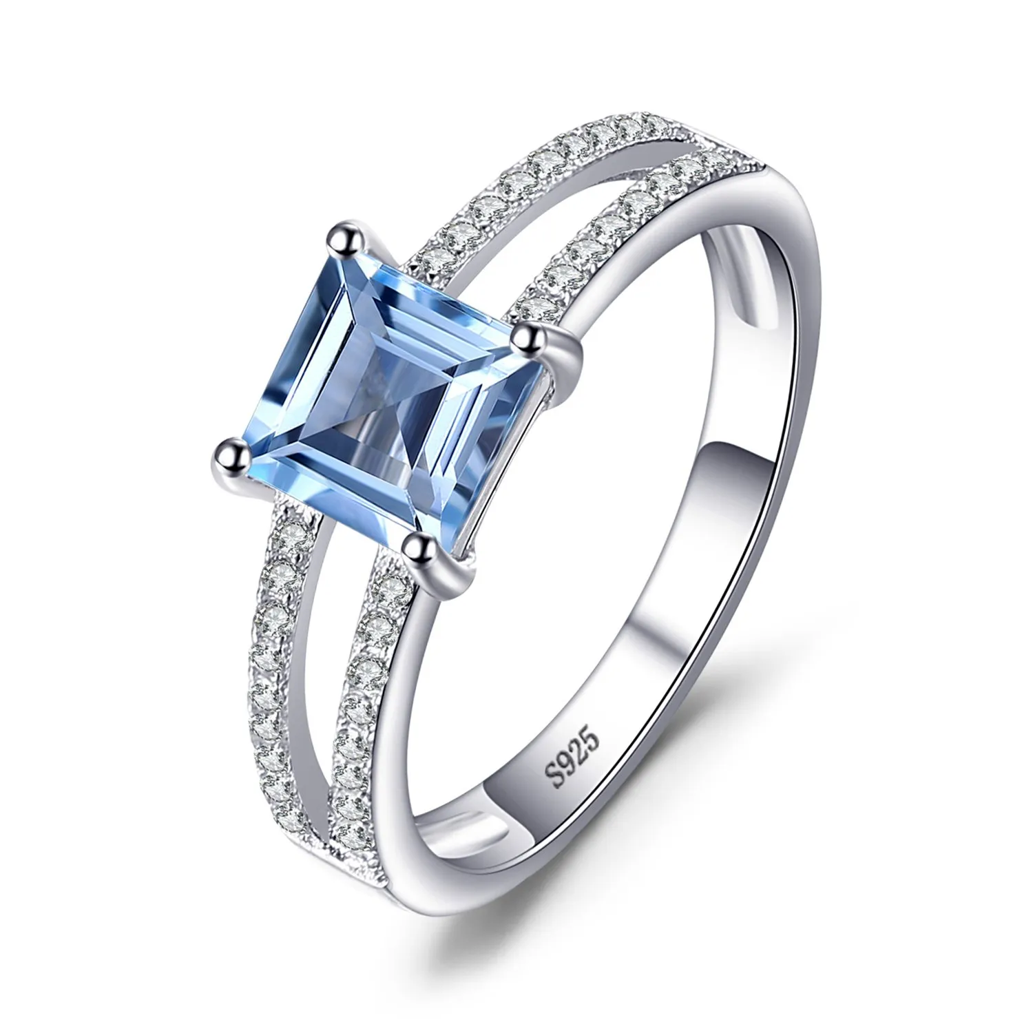 JewelryPalace Solitario Anello Topazio Blu Argento 925