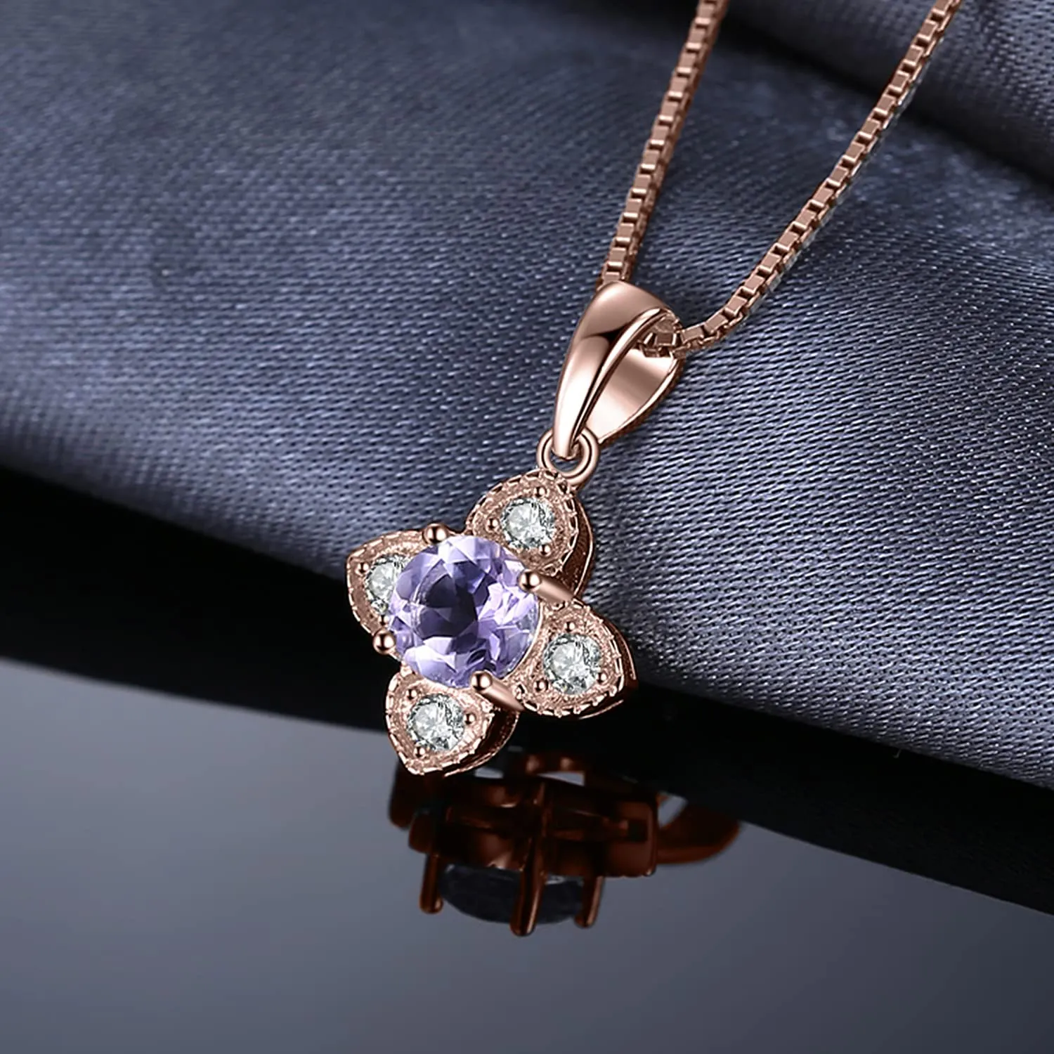 JewelryPalace collana fiore ametista lilla oro rosa 45cm