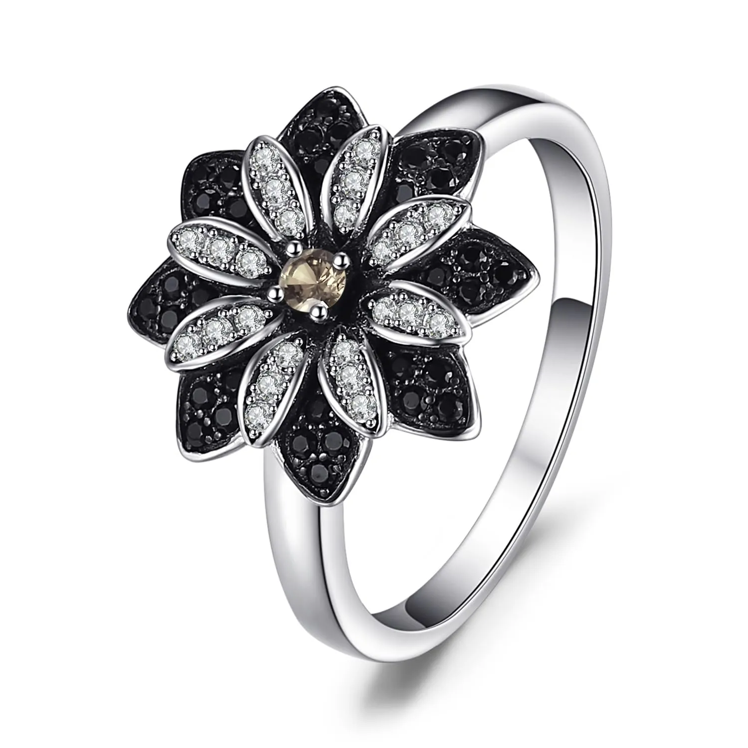 JewelryPalace Fiore Anello Cocktail Argento 14.5 Quarzo Fumé