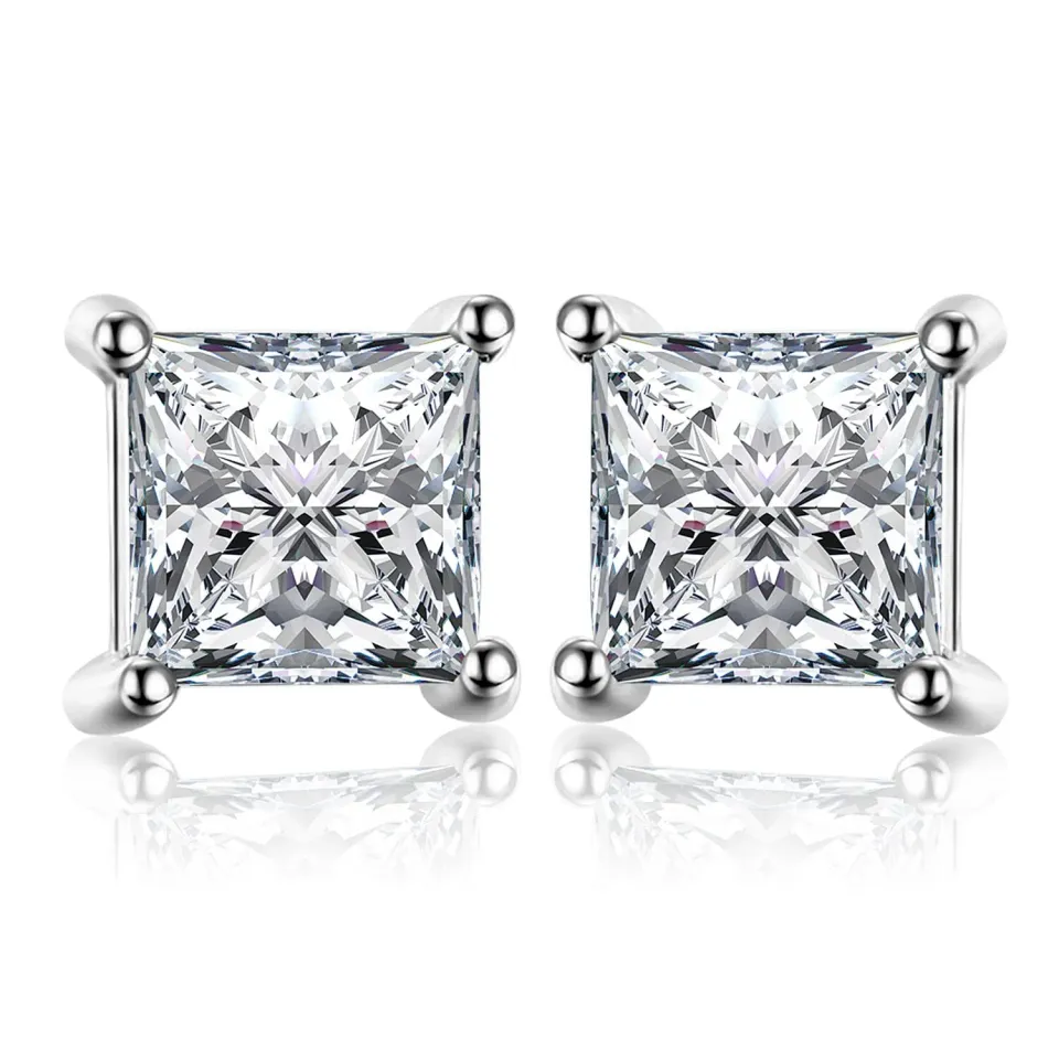 JewelryPalace 0.8ct orecchini lobo argento 925 taglio principessa