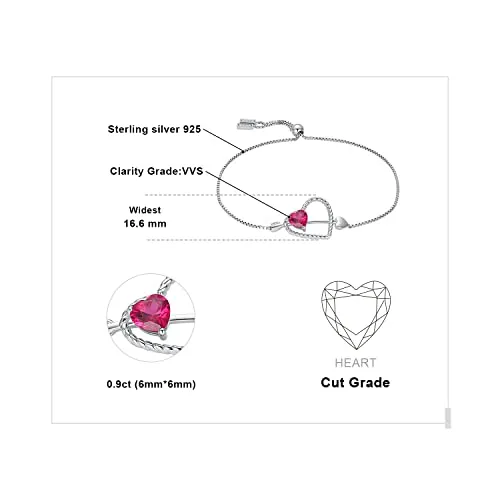 JewelryPalace Cuore Rosso 0.9ct Bracciale Argento