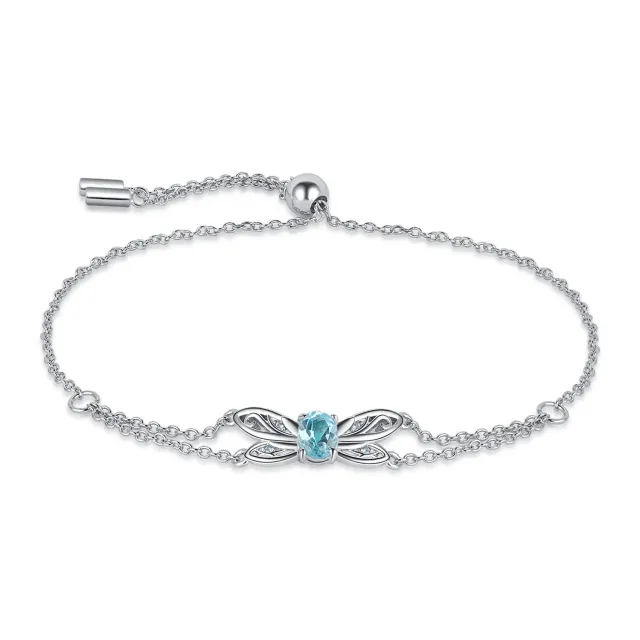 JewelryPalace Libellula bracciale argento 925 topazio azzurro