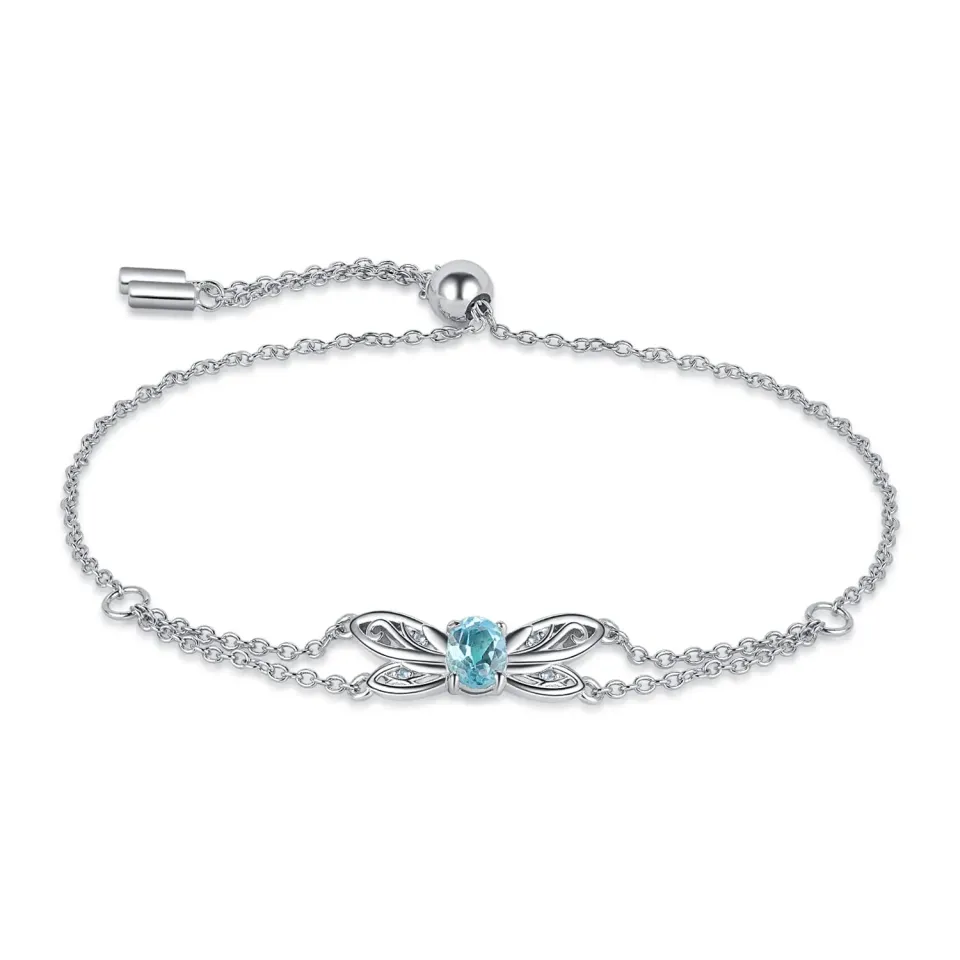 JewelryPalace Libellula bracciale argento 925 topazio azzurro