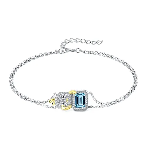 JewelryPalace Halo Anatra Gialla 0.5ct bracciale topazio blu