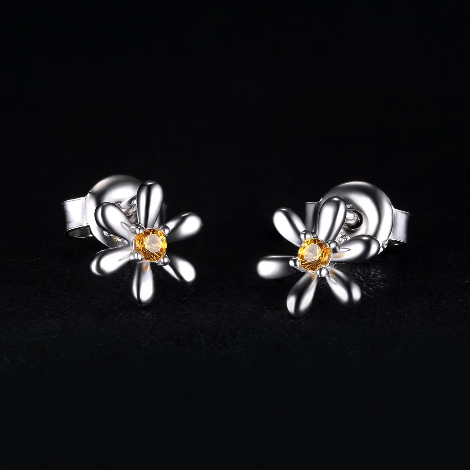 JewelryPalace Sole orecchini bottone argento zaffiro arancione