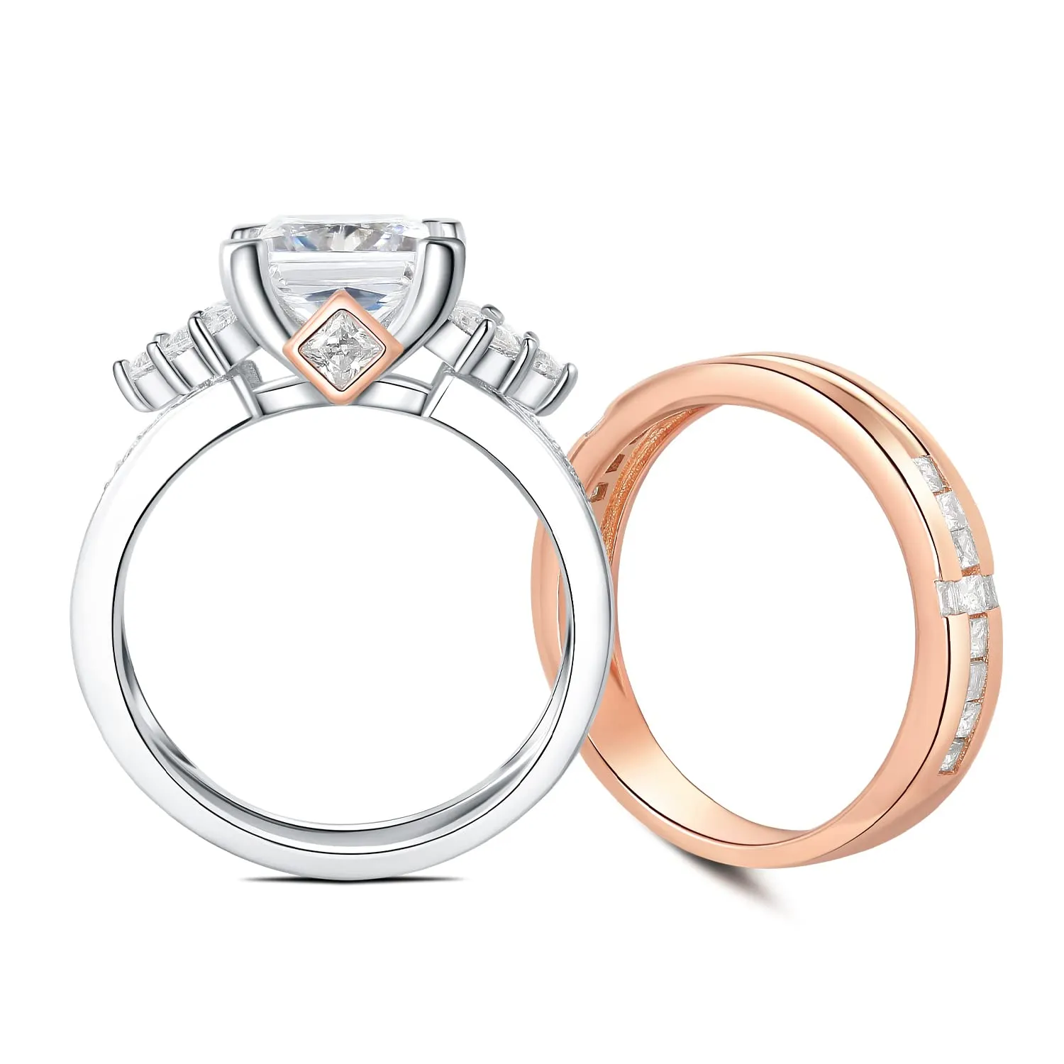 JewelryPalace Classico 3ct Principessa anello oro rosa zirconia