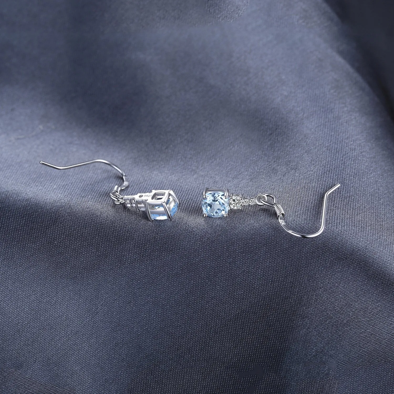 JewelryPalace Orecchini Pendenti Topazio Azzurro Argento 925
