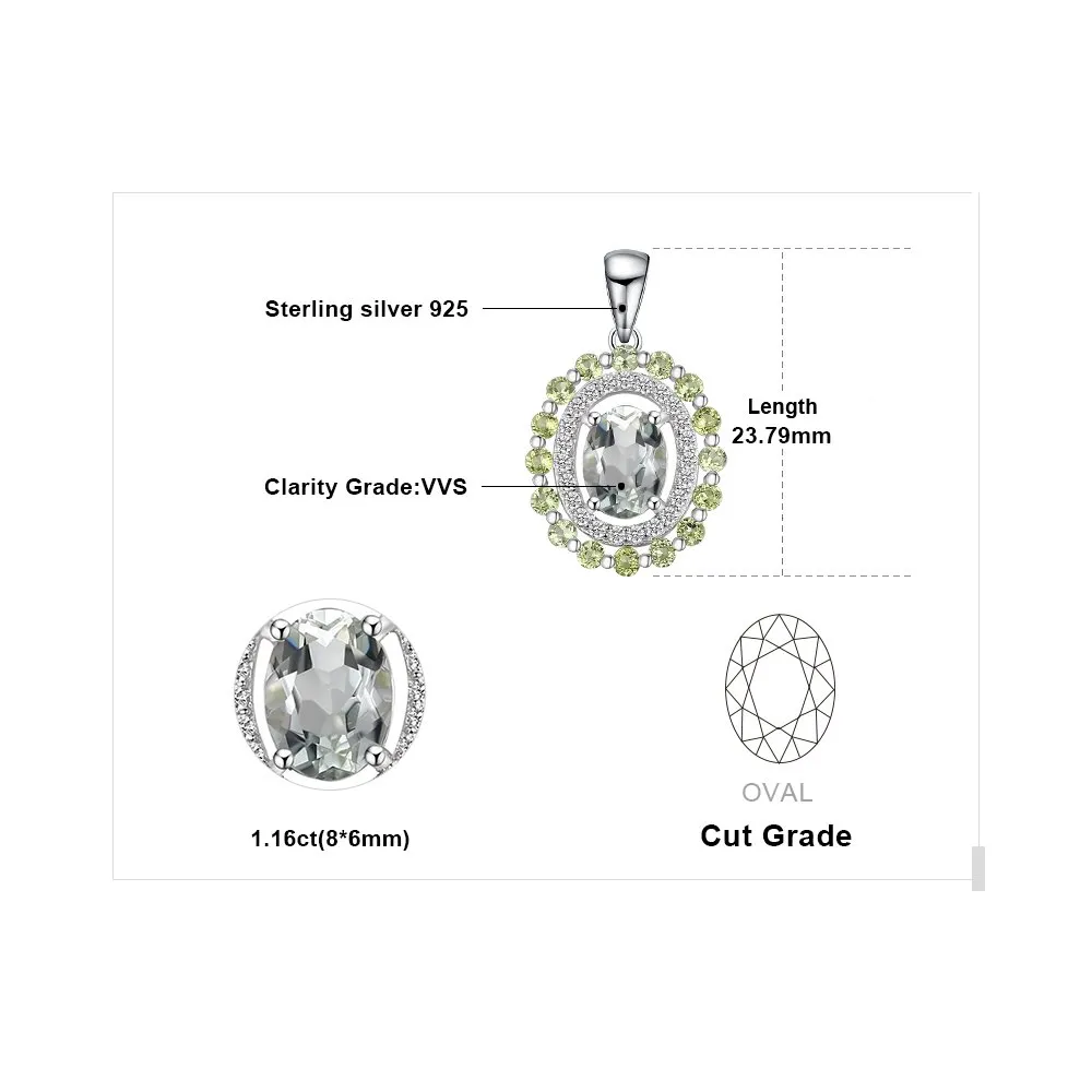 JewelryPalace Ovale Collana Argento 925 Ametista Verde 45cm Tre Ori