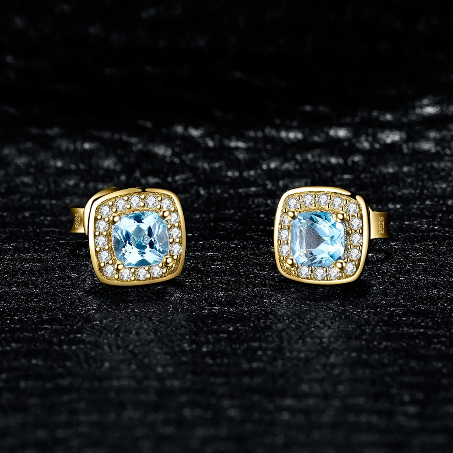 JewelryPalace 1ct orecchini lobo argento 925 topazio azzurro cuscino