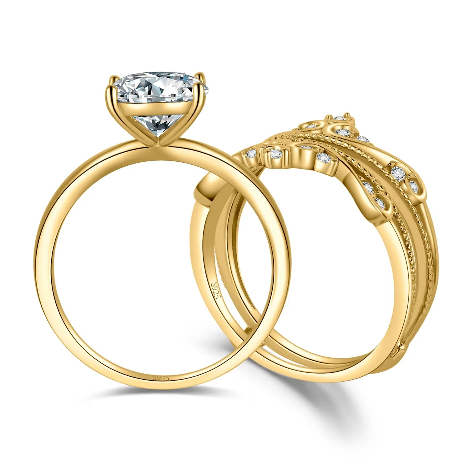 JewelryPalace Vintage Anello Principessa Oro Zirconia 2ct