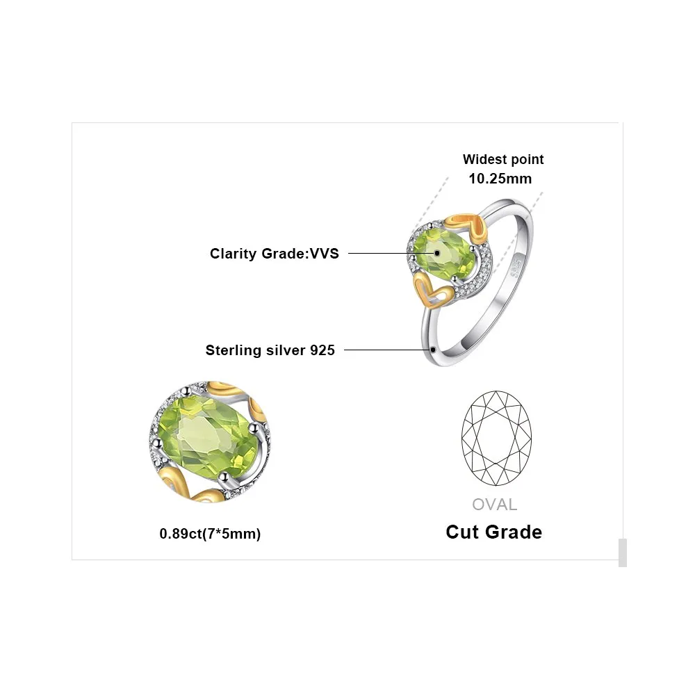 JewelryPalace Solitario anello peridoto verde ovale dorato