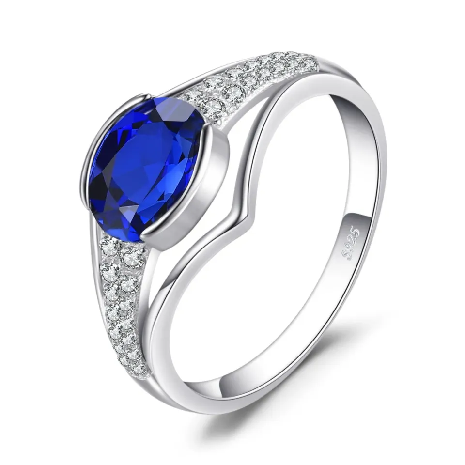 JewelryPalace Anello Zaffiro Blu Ovale 1.9ct Argento 925 Misura 9.5