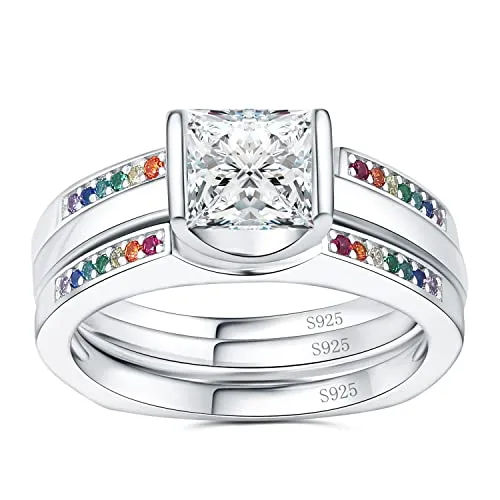 JewelryPalace 1.24ct Arcobaleno 3 anelli argento