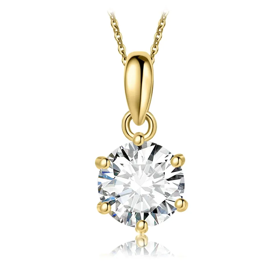JewelryPalace Moissanite 1.0ct collana oro taglio rotondo
