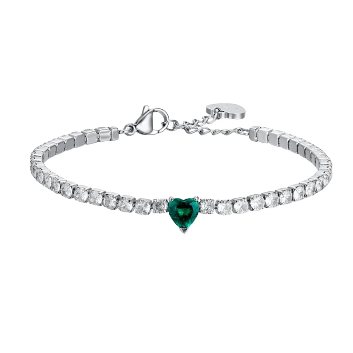 Gioielli Celiento bracciale tennis acciaio scatola cuore