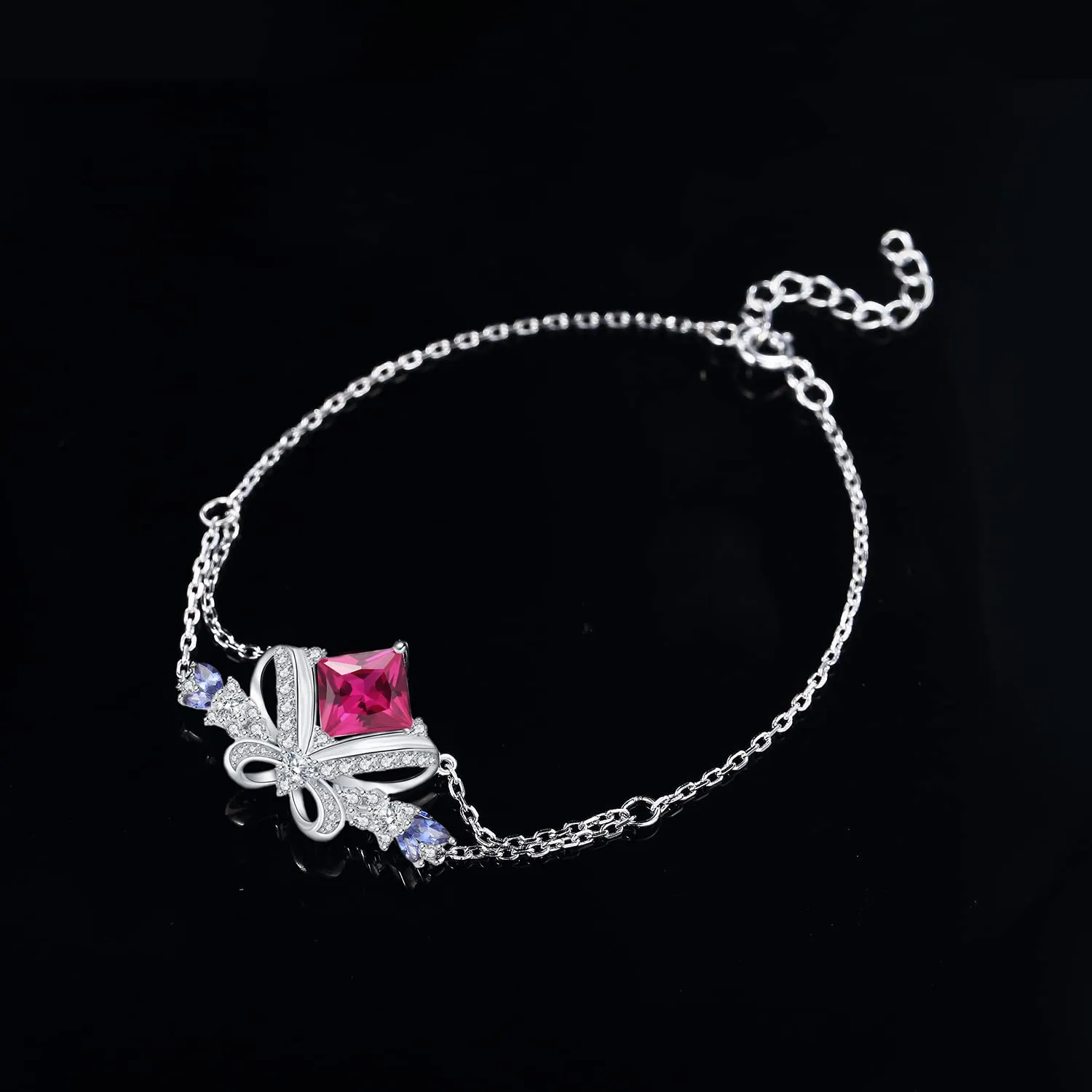 JewelryPalace Farfalla 3.1ct Bracciale Argento Zaffiro Rosa