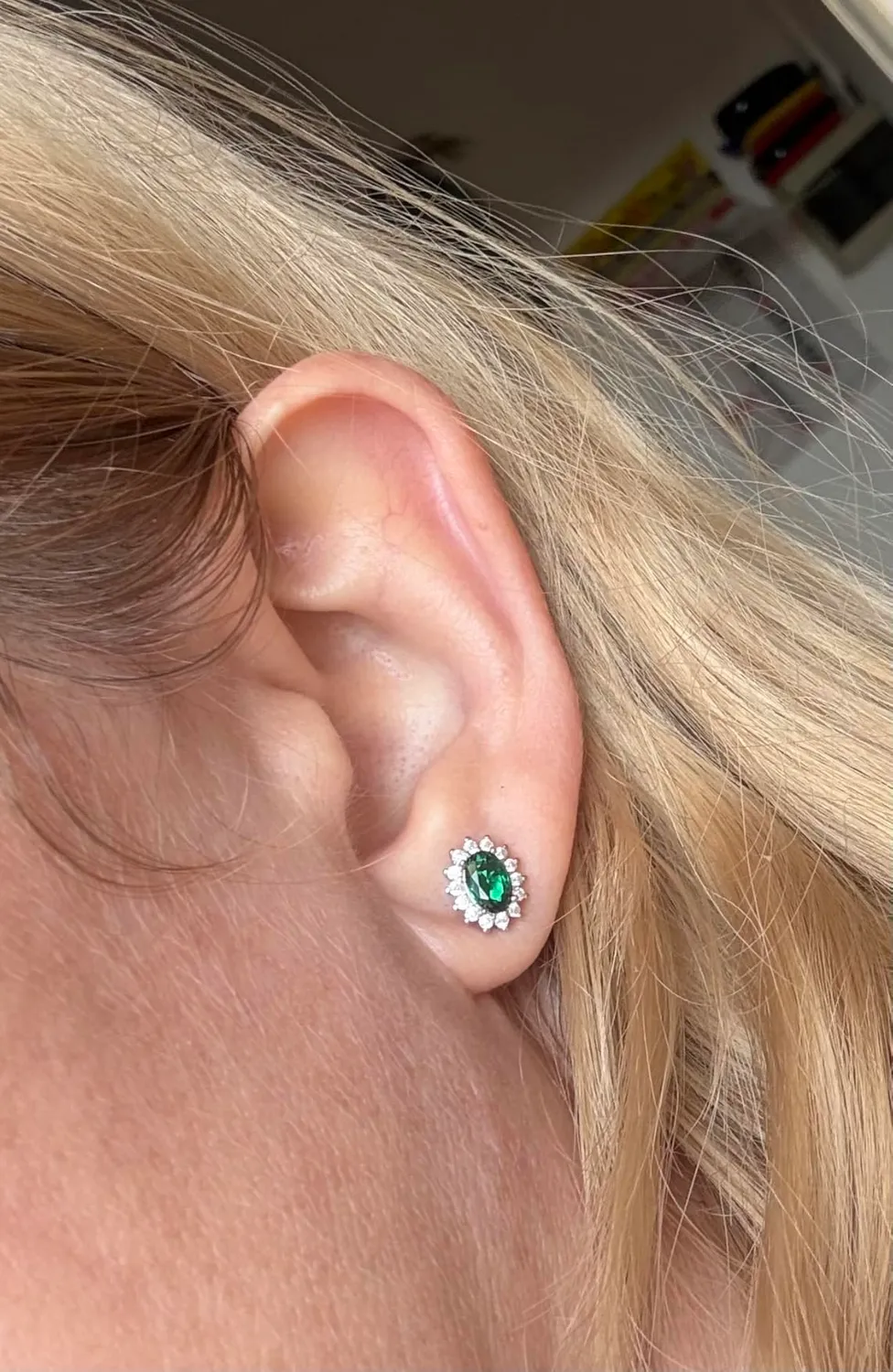 JewelryPalace Diana Halo orecchini smeraldo verde argento