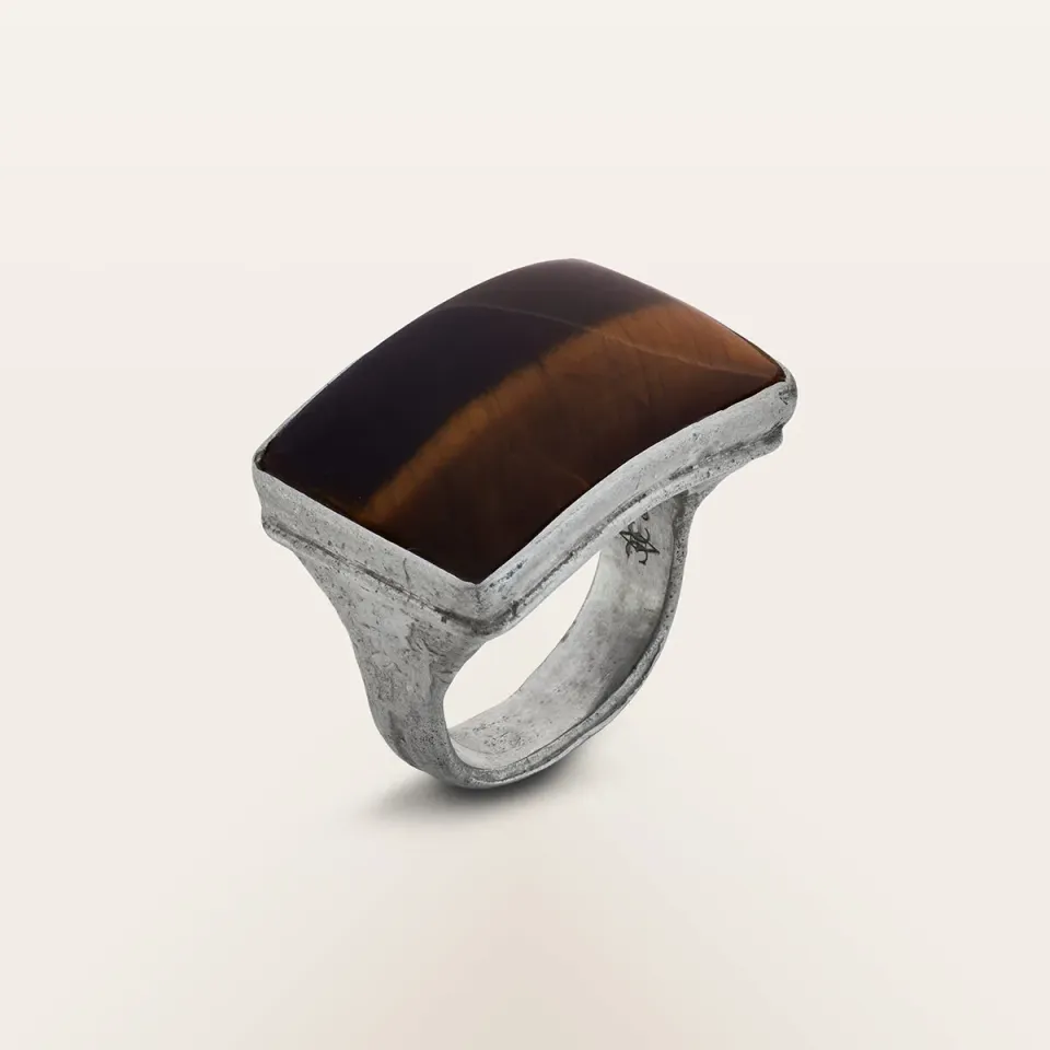 Alfredo Correnti Anello Occhio di Tigre pietra naturale