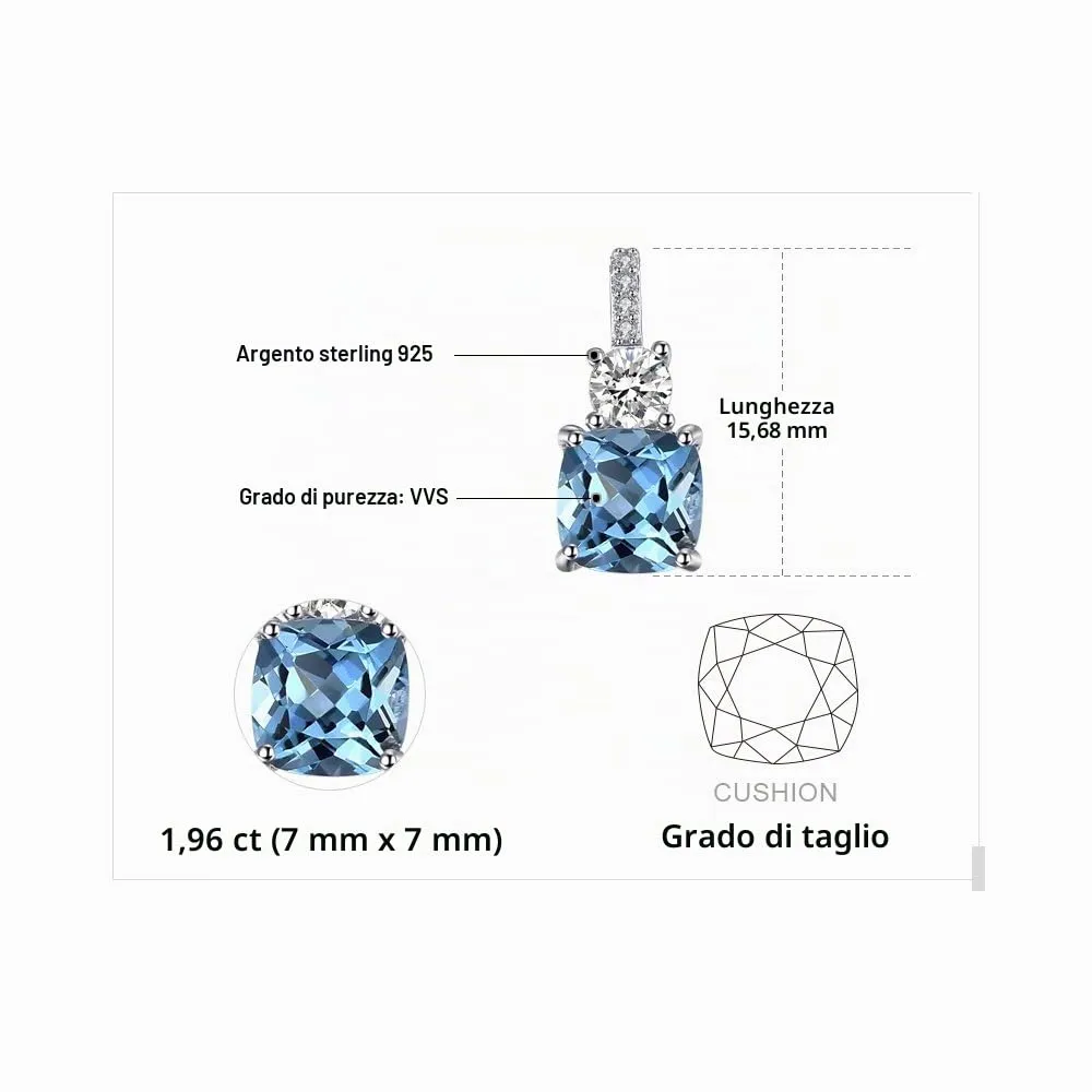 JewelryPalace 2,2ct Collana Topazio Argento 925 Argento
