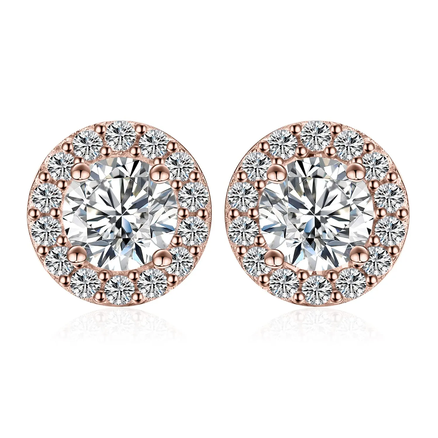 JewelryPalace Halo 1ct orecchini lobo zirconia oro