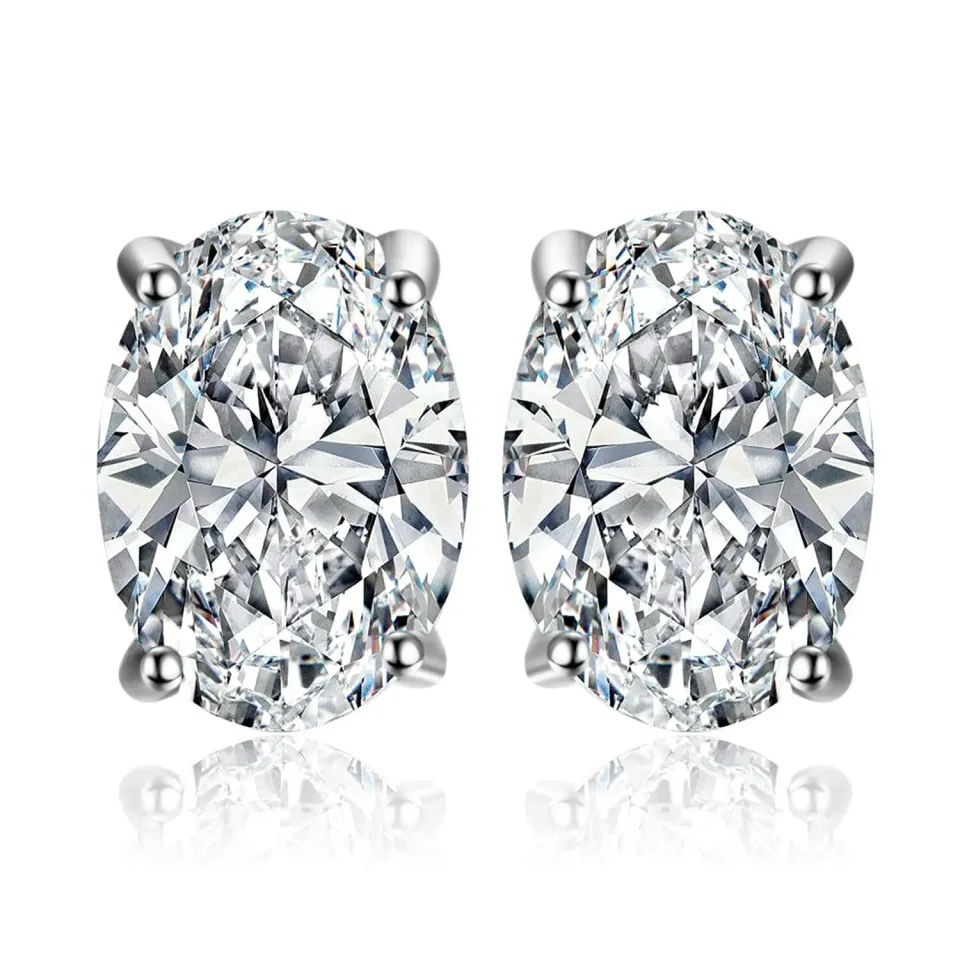 JewelryPalace 2ct Ovale orecchini a lobo argento zirconi