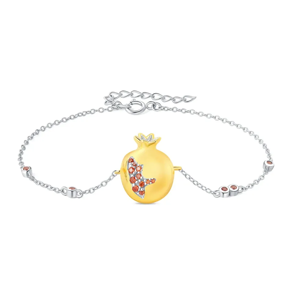JewelryPalace Melograno bracciale argento granato rosso regolabile