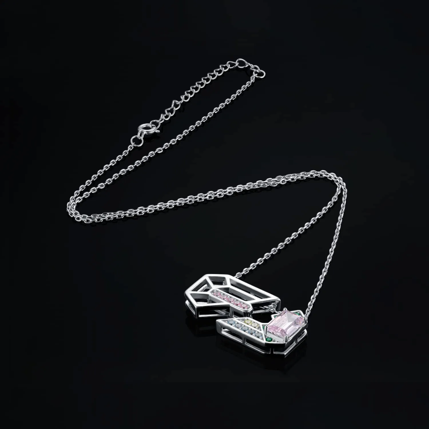 JewelryPalace Puzzle Collana Argento 925 Zirconia Rosa Taglio Smeraldo