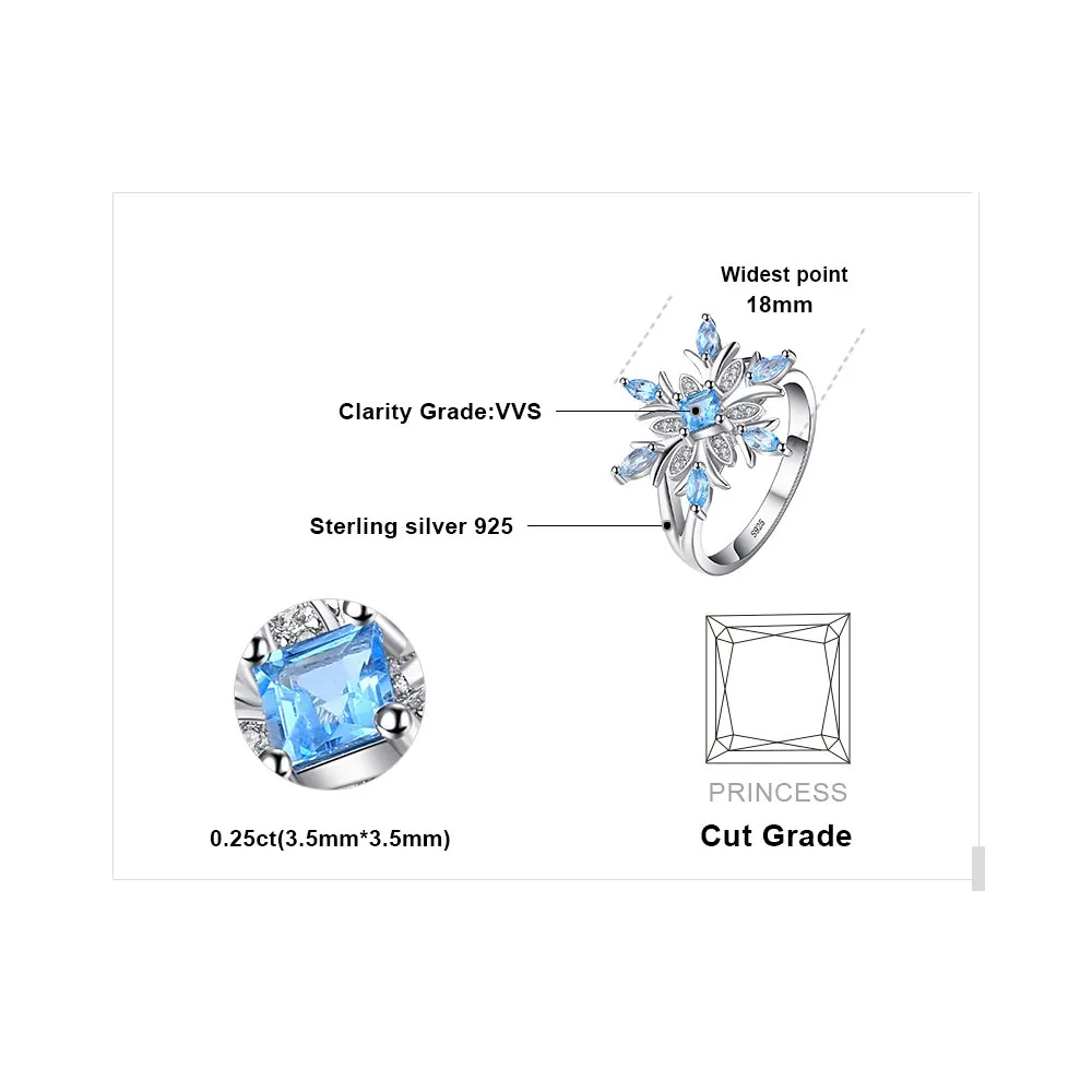 JewelryPalace Fiocco di Neve anello argento topazio blu