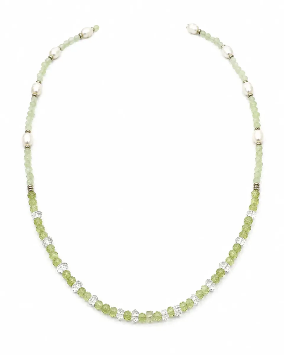 Victoria Jane Peridoto Acquamarina Collana Perle Argento