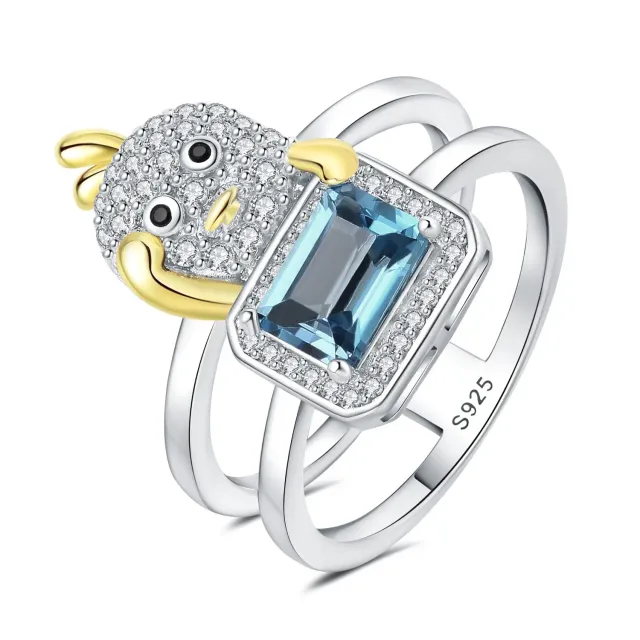 JewelryPalace Halo anello 0.6ct topazio blu London dorato