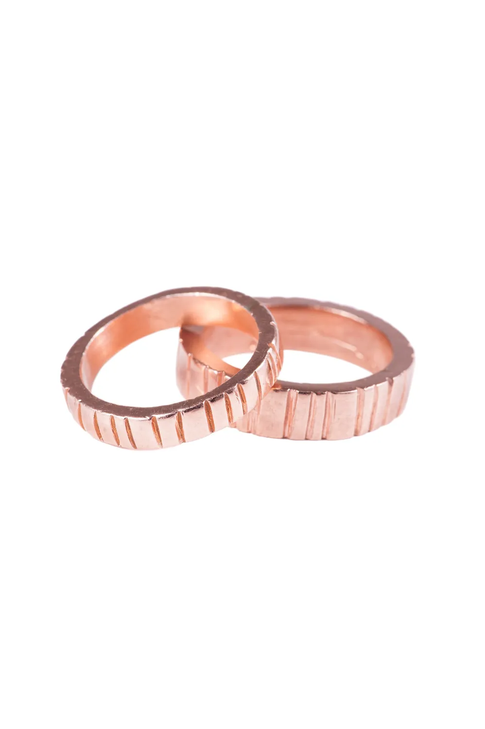 Flor Rubaja Stripes fedi matrimonio oro rosa 18kt