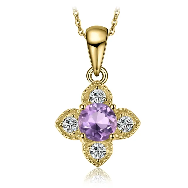 JewelryPalace collana fiore ametista viola argento oro giallo 45cm